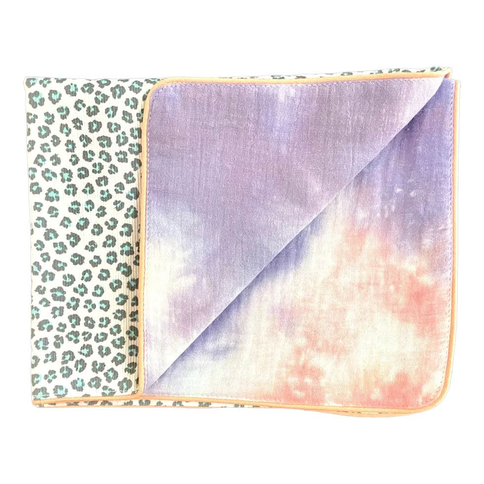 2 sets de table réversibles motif léopard bleu et tie and dye Graou Bleu - Maryne Guyot Créations