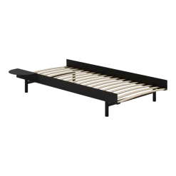 Sommier avec lattes en acier noir avec table de chevet 90cm - Moebe