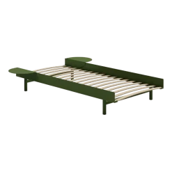 Sommier avec lattes en acier vert sapin avec tables de chevet 90cm - Moebe