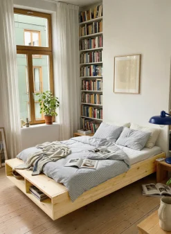 Sommier avec rangement en bois de pin naturel 90x200cm Merge - Karup Design