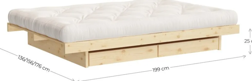 Sommier avec 4 tiroirs en pin naturel 160x200cm Kanso - Karup Design