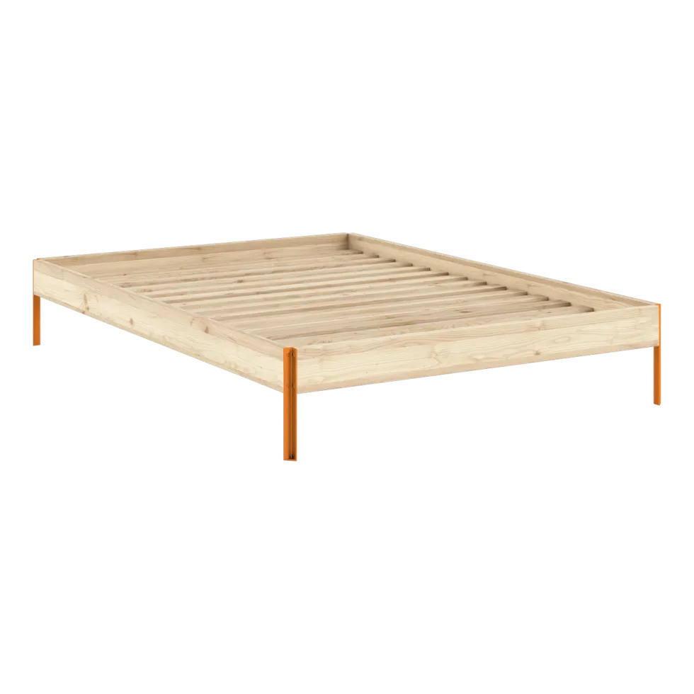 Sommier en acier solar orange et pin raw 140x200cm Core - Karup Design