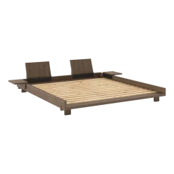 Sommier en bois carob brown avec 2 dossiers et tables d'appoints 180x200cm Social bed - Karup Design