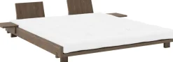 Sommier en bois carob brown avec 2 dossiers et tables d'appoints 180x200cm Social bed - Karup Design