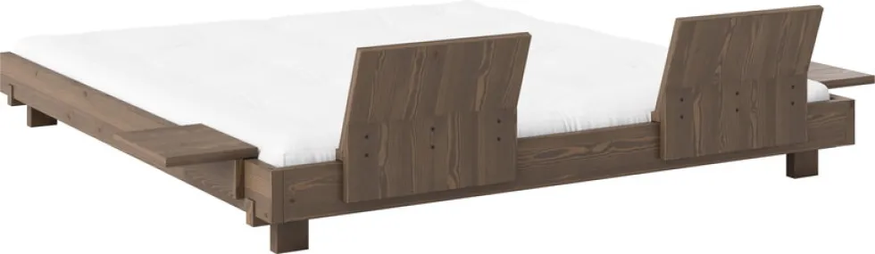 Sommier en bois carob brown avec 2 dossiers et tables d'appoints 180x200cm Social bed - Karup Design
