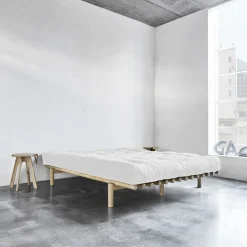 Sommier en bois clair et matelas Comfort naturel 140x200 Pace - Karup Design