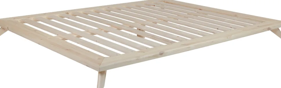 Sommier en bois clair et matelas noir 180x200cm Senza Double latex - Karup Design