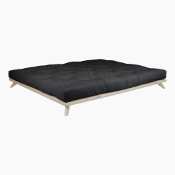 Sommier en bois clair et matelas noir 180x200cm Senza Double latex - Karup Design