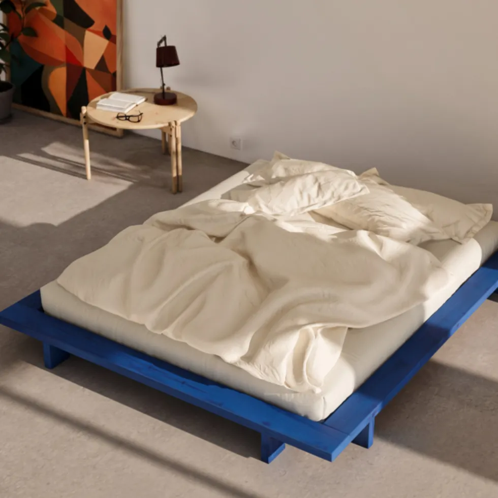 Sommier en bois de pin vivid blue 140 x 200 cm Japan - Karup Design