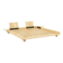 Sommier en bois laqué 180x200cm avec deux dossiers et tables d'appoints Social bed - Karup Design