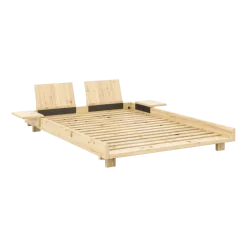 Sommier en bois laqué 140x200cm avec deux dossiers et tables d'appoints Social bed - Karup Design