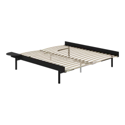 Sommier extensible en acier noir avec lattes 180cm et table de chevet - Moebe