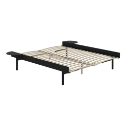 Sommier extensible en acier noir avec lattes 160cm et tables de chevet - Moebe