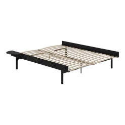 Sommier extensible en acier noir avec lattes 160cm et une table de chevet - Moebe