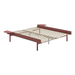 Sommier extensible en acier rose avec lattes 160cm et tables de chevet - Moebe