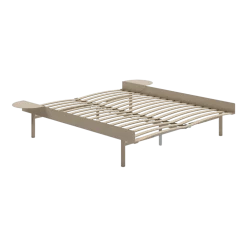 Sommier extensible en acier sable avec lattes 160cm et tables de chevet - Moebe