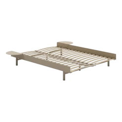 Sommier extensible en acier sable avec lattes 140cm et tables de chevet - Moebe