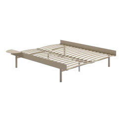 Sommier extensible en acier sable avec lattes 160cm et une table de chevet - Moebe