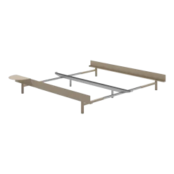 Sommier extensible en acier sable sans lattes 90-180cm et table de chevet - Moebe