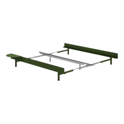 Sommier extensible en acier vert sapin sans lattes 90-180cm et table de chevet - Moebe