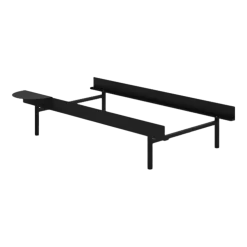 Sommier sans lattes en acier noir avec table de chevet 90cm - Moebe