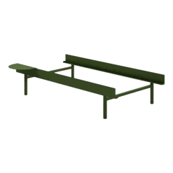 Sommier sans lattes en acier vert sapin avec table de chevet 90cm - Moebe