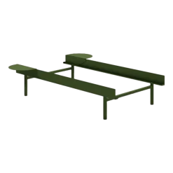 Sommier sans lattes en acier vert sapin avec tables de chevet 90cm - Moebe