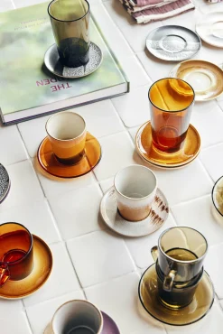 4 Soucoupes en verre marron Amber - HKliving