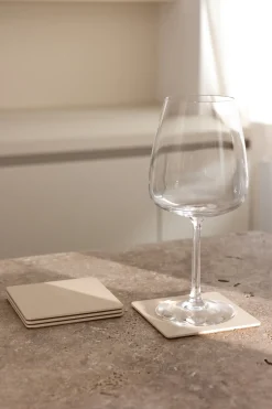 4 sous verres carrés en acier beige cashew 10x2cm Kiva - Metallbude