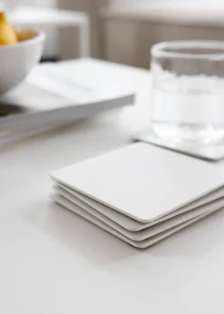 4 sous verres carrés en acier blanc 10x2cm Kiva - Metallbude