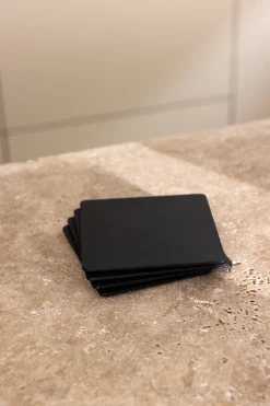4 sous verres carrés en acier noir 10x2cm Kiva - Metallbude