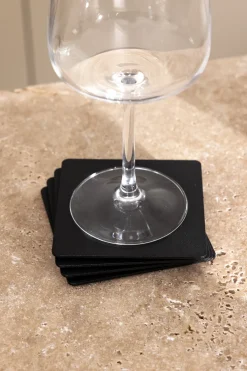 4 sous verres carrés en acier noir 10x2cm Kiva - Metallbude