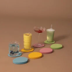 4 sous verres organiques en acier blueberry soda 10x2cm Kiva - Metallbude