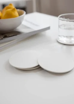 4 sous verres ronds en acier blanc 10x2cm Kiva - Metallbude