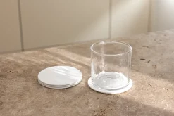 4 sous verres ronds en acier blanc 10x2cm Kiva - Metallbude
