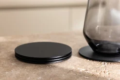 4 sous verres ronds en acier noir 10x2cm Kiva - Metallbude