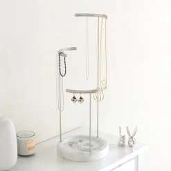 Support à bijoux en nickel et résine blanche Tesora - Umbra