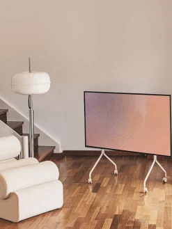 Support pour tv en métal blanc pearl 107x78x54 cm Moon Rollin' - Pedestal