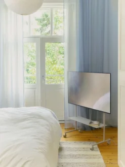 Support pour tv en métal blanc pearl 79x43x117cm Rover - Pedestal