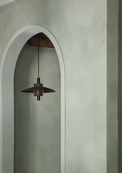 Suspension abat-jour en tissu terracotta 38cm Thésée - Forestier