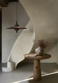Suspension abat-jour en tissu terracotta 70cm Thésée - Forestier