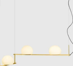 Suspension à 3 abat-jours dorée en verre Circ - Estiluz