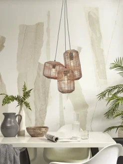 Suspension avec 3 abat-jours en rotin naturel 18x25 cm Tanami - Good & Mojo