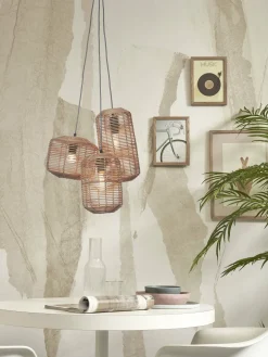 Suspension avec 3 abat-jours en rotin naturel 18x25 cm Tanami - Good & Mojo