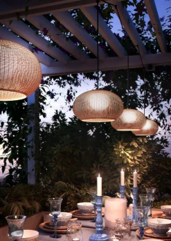 Suspension de jardin en aluminium blanc et abat-jour ivoire 72cm Garota S/02 - Bover