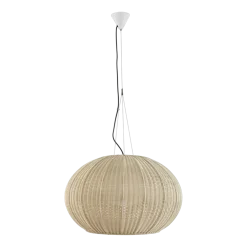 Suspension de jardin led dimmable en aluminium blanc et abat-jour ivoire 72cm Garota S/02 - Bover