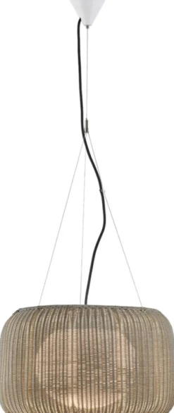 Suspension en aluminium blanc et abat-jour beige clair 50x237cm Fora - Bover