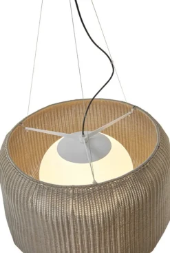 Suspension en aluminium blanc et abat-jour beige clair 90x250cm Fora - Bover
