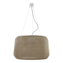 Suspension en aluminium blanc et abat-jour beige clair 90x250cm Fora - Bover
