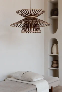 Suspension en bambou abat-jour naturel et marron 57x27cm Machu Picchu - Good & Mojo